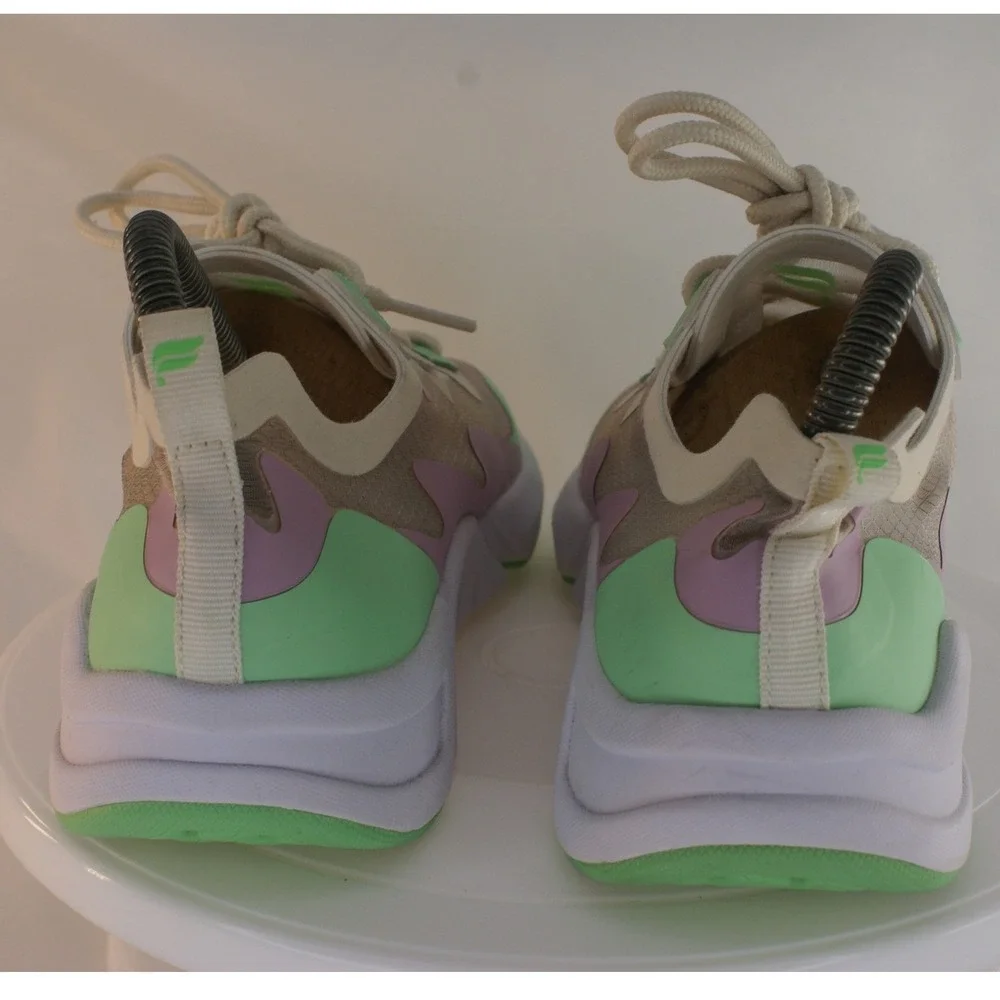 Fabletics Women Pastel Colorblock Mesh Chunky Sneakers Mint Lavender Tan